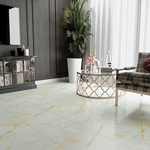 VEELIKE Peel and Stick Floor Tile 12''x12'' Vinyl Flooring Cracked Gold Marble Stick on Floor Tiles Waterproof Self Adhesive Vinyl Sheet Flooring Removable for Bathroom Kitchen Bedroom 12 Pack - color: Gold, size: 12''x12''