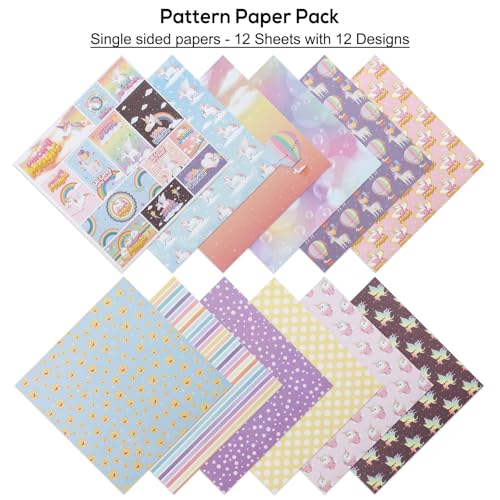 12 Sheets Scrapbook Paper Pads, 12 Designs 6"x6" Single Sides Patterned CardStock Papers, 160gsm Decorative Background Craft Paper, Scrapbooking Pad for Card Making DIY Projects(Rainbow & Dots) - color: Rainbow & Dots