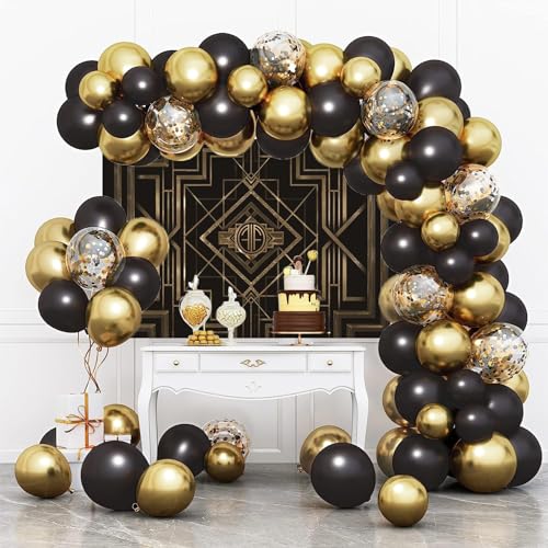 10x6.5ft Theme Backdrops for Photography Black and Golden Retro Texture Background Luxury Party Crazy Carnival Happy Birthday Party Portrait Photo Studio Video Shooting Props - size: 10x6.5ft