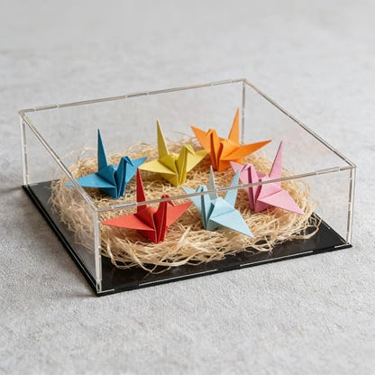 uxcell Acrylic Clear Display Case Box Dustproof Protection Showcase Cube Collectibles Show Box 9.8x9.8x3.9inch - size: 9.8x9.8x3.9 inch
