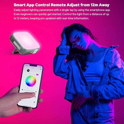 Zeniko VS5 R Mini LED Video Light with Soft Diffuser, Full Color RGB Continuous Light for Photography Vlog Live Streaming,2500K-8500K, CRI 95+ TLCI 96+ APP Control Portable Photography Lighting,Black - color: Black