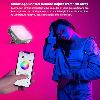 Zeniko VS5 R Mini LED Video Light with Soft Diffuser, Full Color RGB Continuous Light for Photography Vlog Live Streaming,2500K-8500K, CRI 95+ TLCI 96+ APP Control Portable Photography Lighting,Black - color: Black