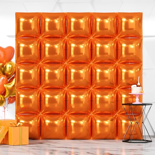 NISOCY Thanksgiving Fall Balloons 25PCS Orange Square Foil Balloons Wall Backdrop Double Sided Orange Balloon Tunnel Arch Kit for Birthday Graduation Wedding Halloween Baby Shower Party Decorations - color: C01 - Orange, size: 25PCS