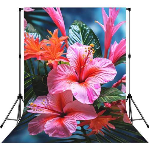 Tropical Plant Flower Backdrop Background for Photography 5x7ft Photobooth Professional Photo Backdrop Curtains Video Photography Studio Photo Backgrounds Banner Booth Background Screen Parties - color: Tropical Plant Flower