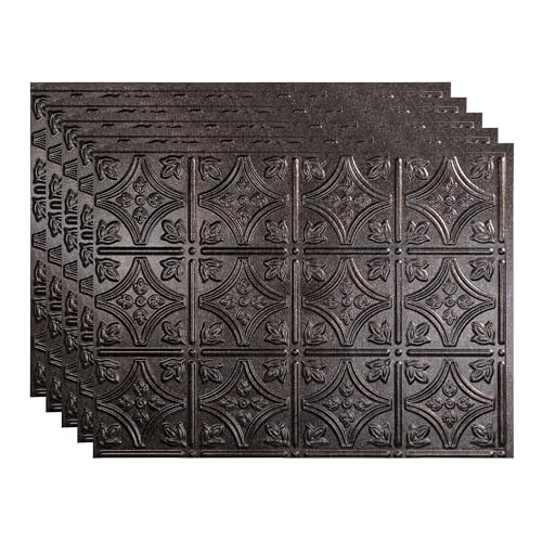 FASÄDE Traditional Style/Pattern 1 Decorative Vinyl 18in x 24in Backsplash Panel in Smoked Pewter (5 Pack) - color: Smoked Pewter, size: 5 Pack