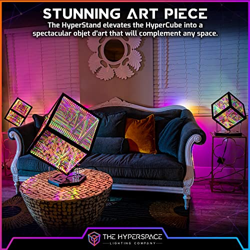 HyperStand for HyperCube Infinity Cube LED Light - 12.5-Inch Display Stand with Solid Bamboo Base, Stainless Steel Metal Rods & Laser-Etched Acrylic Hyper-Mirror - Fits Both HyperCube10 & HyperCube15