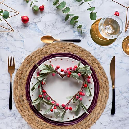 GENMOUS Woven Placemats Set of 12, 12" Round Placemats Natural Water Hyacinth Boho Placemats,Farmhouse Rattan Chargers for Dinner Plates, Rustic Braided Wicker Table Mats for Thanksgiving,Home,Wedding - size: 12inch, Set of 12
