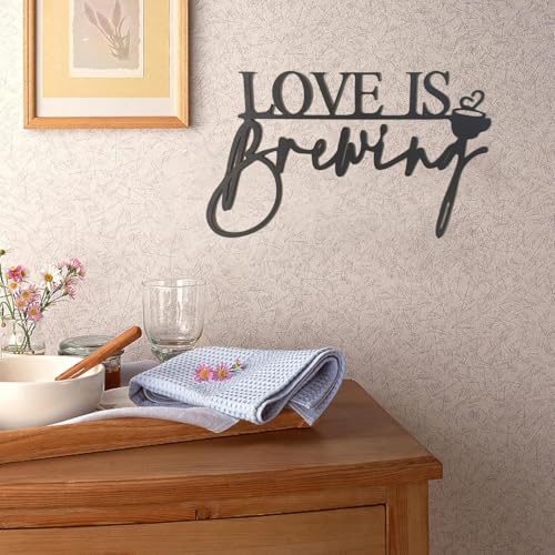 Love Is Brewing Wall Sign, for Wedding Bridal Shower Engagement Photography Background Fall in Love Bride Coffee Bar Party Supply for Coffee Lovers Wedding Shower Photo Props