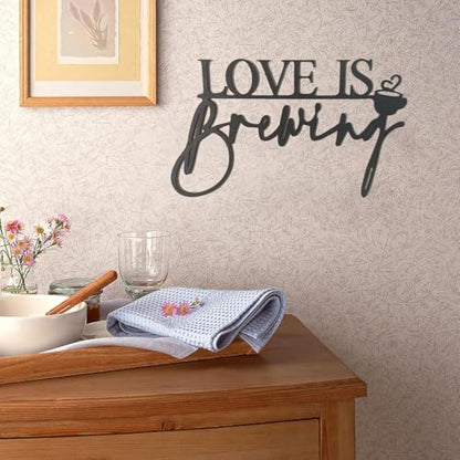 Love Is Brewing Wall Sign, for Wedding Bridal Shower Engagement Photography Background Fall in Love Bride Coffee Bar Party Supply for Coffee Lovers Wedding Shower Photo Props