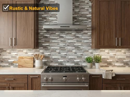 Yipscazo 2026 New Upgrade Peel and Stick Wood Metal Tile Backsplash, Stick on Tiles for Backsplash Kitchen, Bathroom (10 Sheets, Light Wood) - color: Light Wood