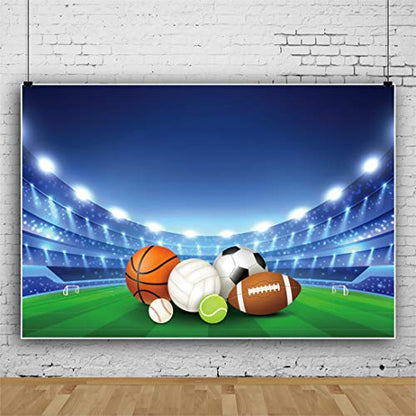 5x4ft All Stars Sports Backdrop - Outdoor Sports Theme Birthday Party Photography Background - American Football, Baseball Stadium Field Banner - size: 5x4ft