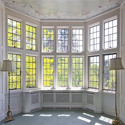 AOFOTO 7x7ft Classic French Pane Bay Windows Backdrop Luxury Retro Interior Decoration Floor Lamps Photography Background New Life Furniture Home Lifestyle Estate Modern Residence Photo Studio Props - size: 7x7ft