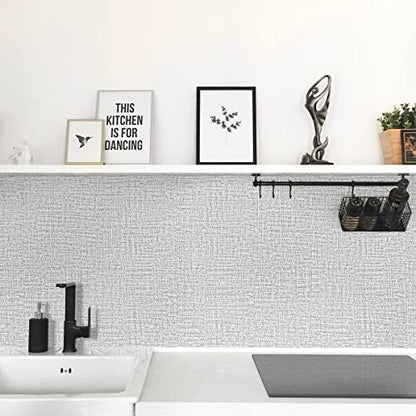 Grey Wallpaper Grasscloth Peel and Stick Wallpaper 17.7inchx393.7inch Textured Peel and Stick Grasscloth Removable Grey Contact Paper for Cabinets Self Adhesive Removable Wall Paper Vinyl - color: Grey-1, size: 17.7" x 393.7"