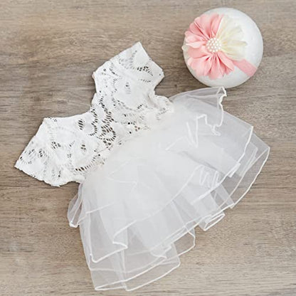 Zeroest Baby Photography Props Lace Hats Outfit Newborn Photo Shoot Outfits Infant Photos Baby Girl Photoshoot - color: Snow White