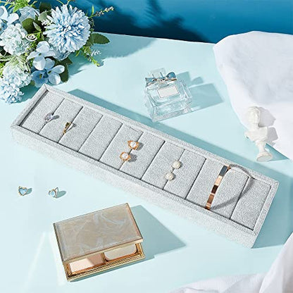 PH PandaHall 10 Slots Bracelet Display Tray, Light Grey Ring Cufflink Organizer Velvet Covered Jewelry Showcase Rectangle Bangle Holder for Dresser Home Storage Retail Show Exhibition - color: Light Gray