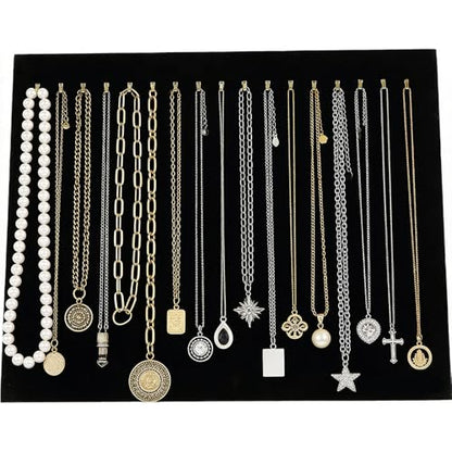 Tinsow 14.7"x12" 17 Hook Necklace Jewelry Tray/Display Organizer/Pad/Showcase/Display case