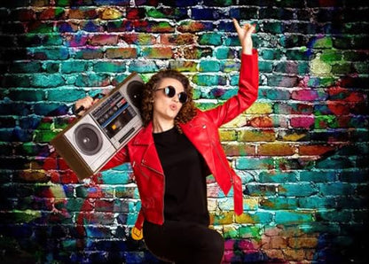 Graffiti Photography Backdrop,7x5ft Colorful Brick Wall Photography Backdrop for Bridal Shower Baby Birthday Party Banner Photo Props - size: 7x5ft