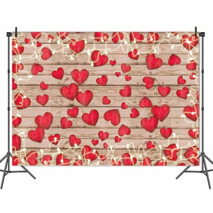 Vintage Rustic Wood Glitter Glow Red Love Heart Valentine's Day Theme Photography Backdrop Wedding Anniversary Bridal Shower Mother's Day Photo Background Couple Studio Shoot Props Supplies 10x8ft - size: 10x8 FT