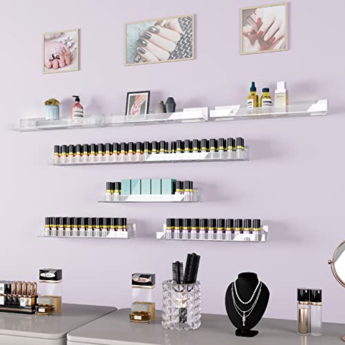 4 Pack 15 Inch Clear Acrylic Shelves, Clear Kids Floating Bookshelf for Kids Room, Modern Nail Polish Rack Sunglasses Essential Oil Picture Ledge Display Toy Storage Wall Shelf - color: 15in-clear