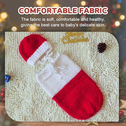 Newborn Christmas Photo Shoot Set Fashion Knitted Clothes baby Photography Prop - color: Red