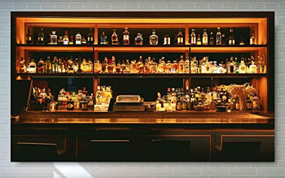 Vinyl 18x10ft Bar Photo Backdrop, Wine Cafe Restaurant Drink Shelf Photography Backdrops Friendsmas Party Urban Club Speakeasy Room Wall Art Decor Banner Photo Backdrop Booth Props BJXTPH225 - size: 18x10ft