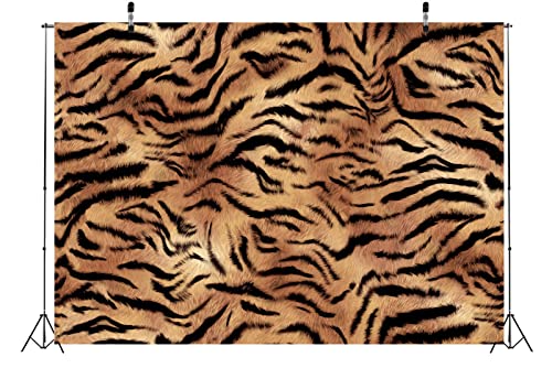 BELECO 5x3ft Fabric Tiger Print Backdrop for Photography Tiger Texture Fur Background Animal Print Backdrop for Birthday Party Decorations Banner Tiger Pattern Backdrop Photo Studio Props Wallpaper - size: 5x3FT