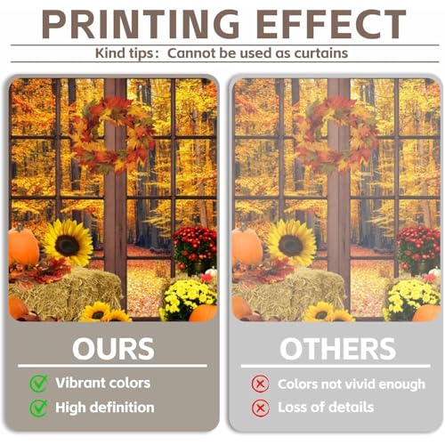 Leowefowa 15x10ft Vinyl Fall Window Backdrop Autumn Forest Pumpkin Photography Background Thanksgiving Party Decorations Baby Shower Birthday Party Background Photo Booth Props - size: 15x10ft