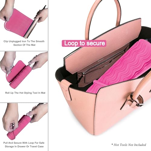 11" X 7.5" Large Size Heat Resistant Silicone Travel Mat, Anti-Heat Pad for Hair Straighteners, Hair Rollers, Curling Irons, Flat Irons and Other Hair Styling Tools - Baby Pink - color: Baby Pink, size: 11" X 7.5"