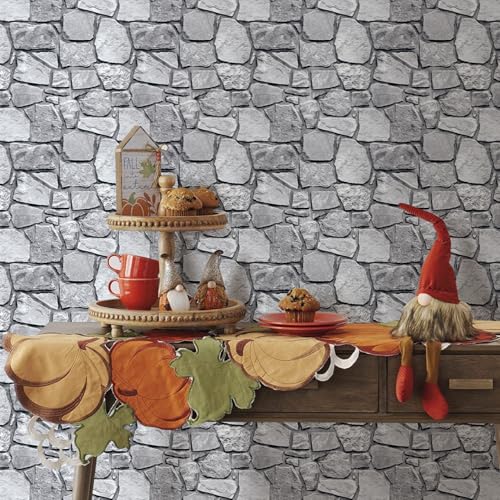 COMSTICKC 3D Faux Stone Wall Panel Peel and Stick Wall Tiles, 10 Pcs of 12"X12", Ultra-Light Thin PVC Rock Adhesive Fake Stone Paneling Backsplash Interior Decor (Gray Rock-2) - color: Gray Rock-2