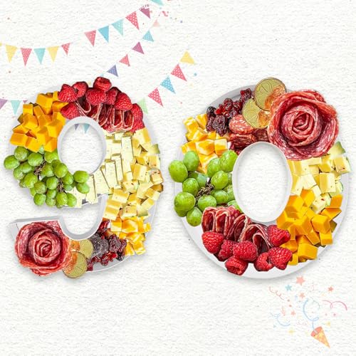 Charcuterie Cardboard Number Fillable Shaped Treat Decorative Box Anniversary Birthday Table Centerpiece (60&90 Style, 9inch) - size: 9inch, style: 60&90 Style
