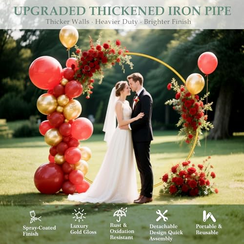 WellSign Arch Backdrop Stand for Parties, 7.2FT Metal Circle Balloon Arch Stand Kit, Gold Round Wedding Arch Frame for Wedding Birthday Party Bridal Shower Anniversary Ceremony Decoration - size: 7.2FT