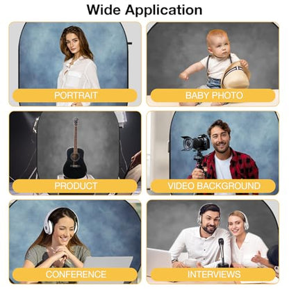 Kate 5x6.5ft(1.5x2m) Collapsible Backdrop Blue Grey Pop up Backgrounds Folding Photography Backdrops Photoshoot Prop