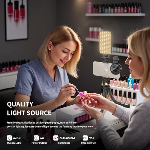 Selfie Tattoo Light Kit,Tattoo Equipment Supplies,Remove Glare LED Tattoo Photography Video Lights with 52mm CPL,Tripod Light,Dual Clips for Video Recording,TikTok,YouTube,for Phone,Camera,Laptop,iPad