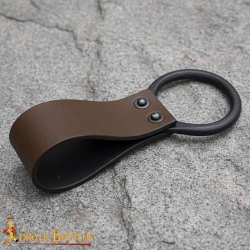 Lord of Battles Medieval Genuine Leather Axe Frog | Axe Holster with Belt Loop | Waist Holder for Axes, Tools - color: Brown