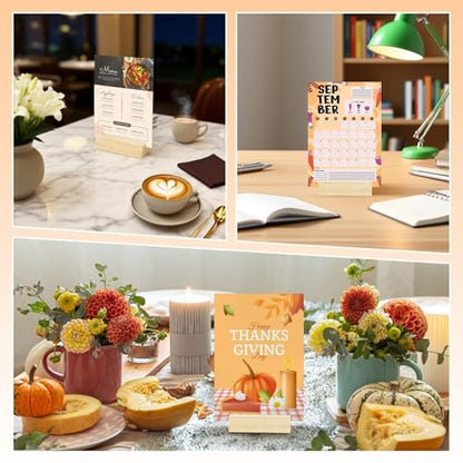 15Pcs 3.9x1.4 Inches Wood Table Number Stands, Wood Place Card Holders, Picture Holder Acrylic Sign Holders for Wedding, Ceremony, Birthday, Party, Home Decoration, Events ﻿ - size: 3.94" 15pcs
