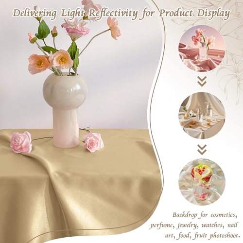 RUDONG M Satin Photography Backdrop 3.3x2.5ft - Wrinkle-Free Silky Fabric Background for Jewelry/Cosmetics/Flat Lay/Studio, Beige Backdrop Cloth (100x75cm) - color: Beige