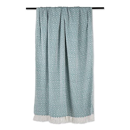 DII Rustic Farmhouse Double Diamond Woven Throw, 50x60, Teal - color: Teal