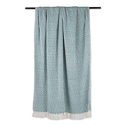 DII Rustic Farmhouse Double Diamond Woven Throw, 50x60, Teal - color: Teal