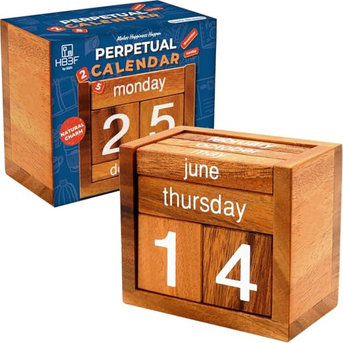 BSIRI Wooden Perpetual Calendar Desk Blocks Cute for Date Cubes Display Decor Gifts for Dad Mom Office Block Monthly Small Planner Family Birthday Wood Block Calendar for Desk - color: Dark Brown