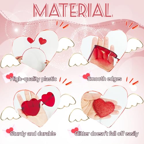 Zddaoole 24 Pcs Valentine's Day Heart Headband and Heart Shape Sunglasses,Red Romantic Head Bopper,Valentines Photo Prop Headbands for Wedding,Engagement,Anniversary,Birthday Party Favor