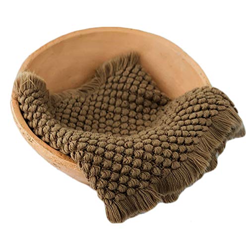 Zeroest Baby Photography Props Basket Braid Wool Wrap Newborn Photo Shoot Baskets Filler Posing Stuffer Background Blanket (Coffee) - color: Coffee