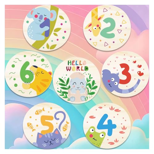 Wooden Baby Monthly Milestone Cards with Birth Announcement Sign Newborn Anniversary Cards Photography Props Baby Shower Gifts for Boys and Girls (Baby Milestone Cards) - color: Monthly Milestone Cards