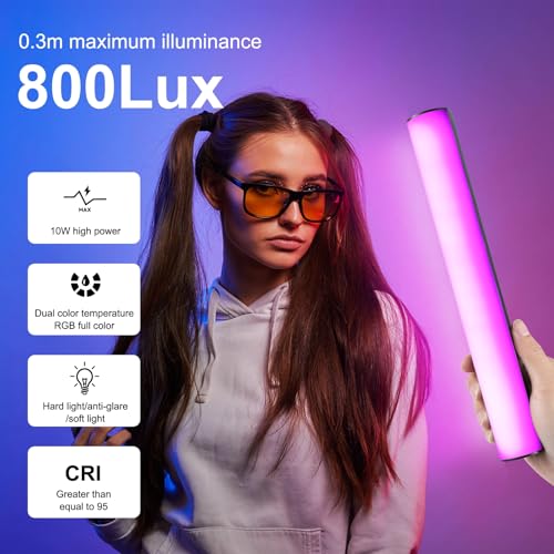PULUZ Photography Lighting, 360° Magnetic Handheld Light Wand with 2000mAh Rechargeable Battery, 2500-9000K Dimmable Tube Light for Camera, Studio Photography, TikTok, YouTube, Vlogs (30cm/11.8 in) - size: 11.8 inches