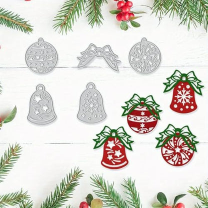 Lapoo Festivals Metal Cutting Die for Scrapbooking - Durable, Cut Stencils for DIY Scrapbook Photo Album Decorative Paper Card, Card Making Supplies, Embossing (Christmas Bells and Bows 4.7 x 4.6 in) - style: Christmas Bells and Bows 4.7 x 4.6 in