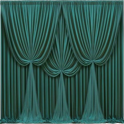 24x10FT Hunter Green Backdrop Curtains for Wedding Parties, Wrinkle Free Polyester Photography Backdrop Drapes for Baby Shower Birthday Parties Stage Background Stand Decorations 4x10ft,6 Panels - color: Hunter Green, size: W4' x H10'(6 Panels)
