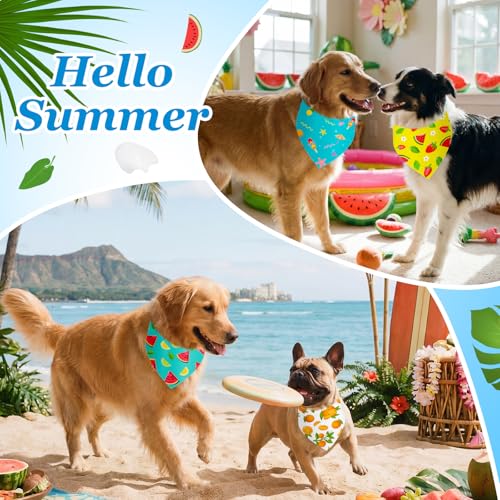 Abbylike 100 Pieces Summer Themed Dog Bandanas Bulk Hawaiian Dog Bandanas for Pets Triangle Kerchief Scarf Bibs Set for Summer Pets Dogs Party Costume Accessories, 25 Styles (31.5 x 21.7 x 21.7) - size: 31.5 X 21.7 X 21.7 Inch, style: Summer
