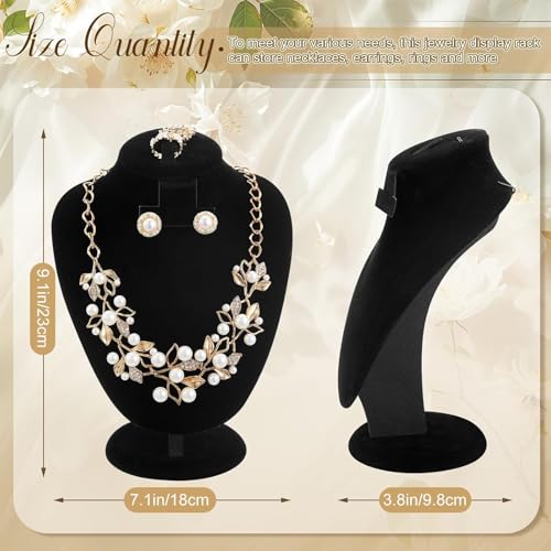 Marsui 6 Pcs Black Velvet Necklace Display Stand Bust Jewelry Mannequin Display for Vendors Selling Store Show Trade - color: Black, size: Velvet