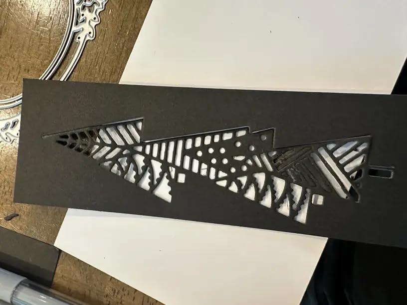 Lapoo Festivals Metal Cutting Die for Scrapbooking - Durable, Cut Stencils for DIY Scrapbook Photo Album Decorative Paper Card, Card Making Supplies, Embossing (Half Christmas Tree 5.2 x 1.4 in) - style: Half Christmas Tree 5.2 x 1.4 in