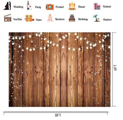 CHAIYA 8X6FT Brown Wood Backdrop Rustic Photo Backdrop Country Wooden Background Birthday Wedding Western Party Decoration Studio Props