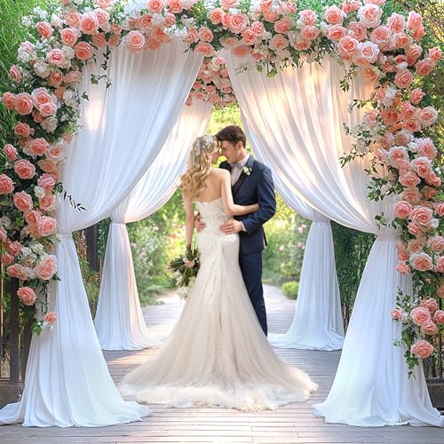 10x10ft White Backdrop Curtain for Wedding Parties Wrinkle Free Fabric White Drapes Backdrop Decoration for Baby Shower Birthday Photography Decoration 2 Panels, 5ft x 10ft - color: White, size: 5ft x 10ft x 2 panels